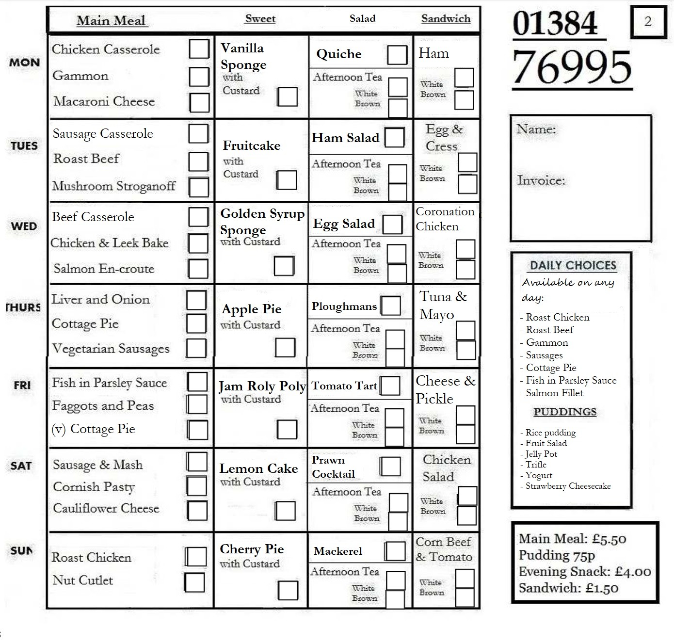 Gourmet Meal Care - Meals on Wheels - 2025 Menu 2